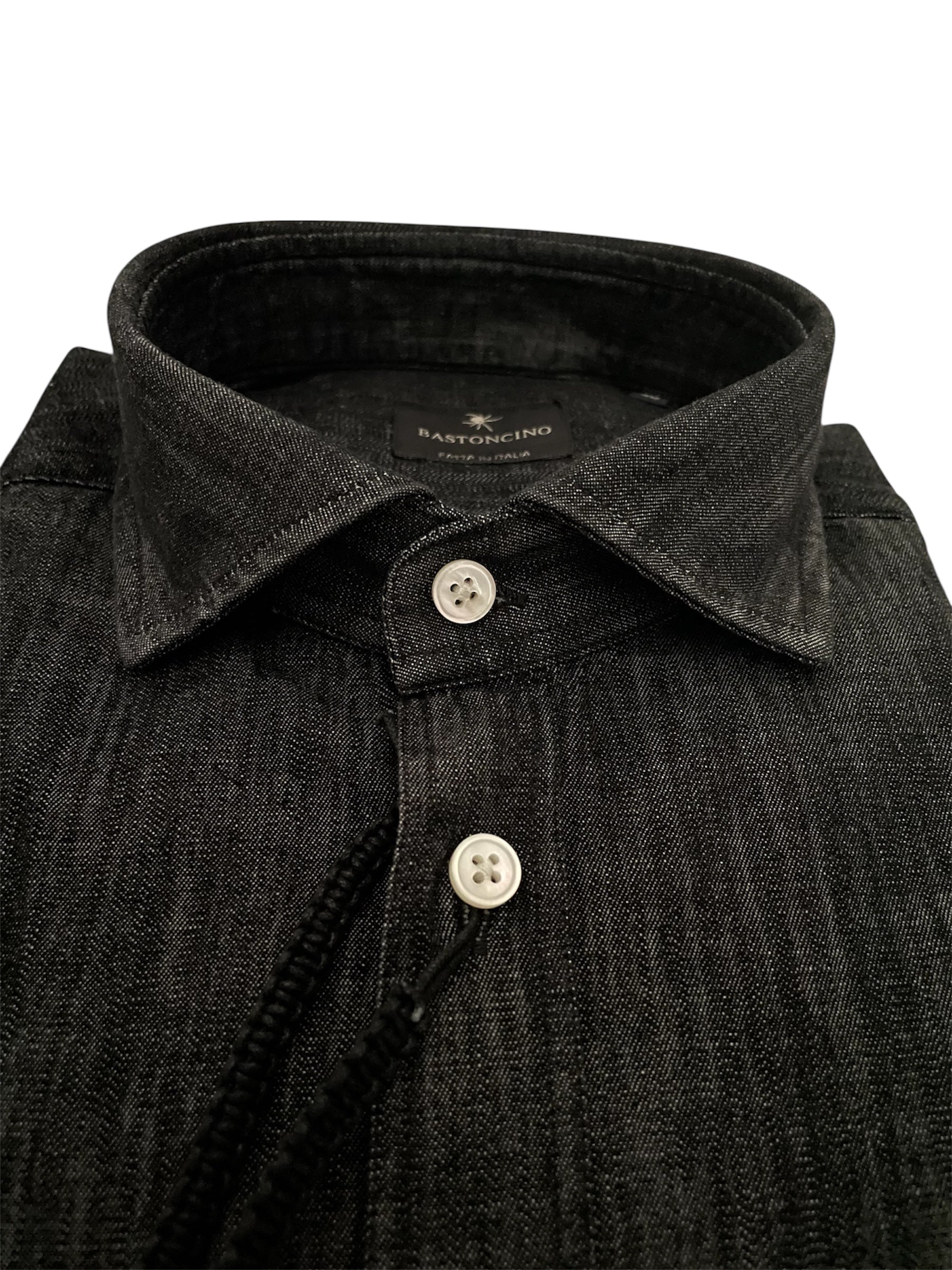 Camicia-Denim-Nero-Bastoncino